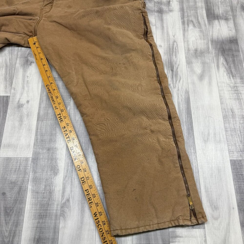 ✅Mens 46/48 Reg Dickies Quilted Insulated Bib Overalls Brown Duck Canvas STAINED - Picture 8 of 13